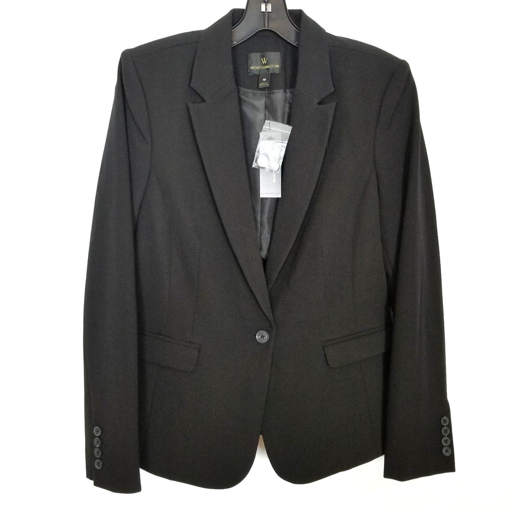 Whorthington Women Blazer Jacket Sz 10 One Button Preppy Office Business